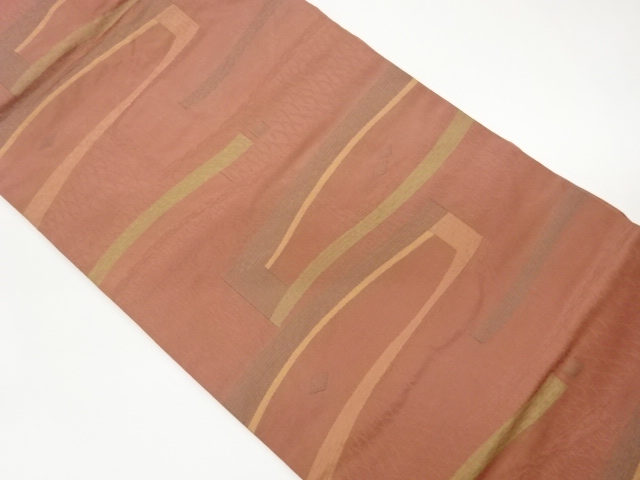 Fukure-ori Nagoya obi with woven patterns of different geometrical patterns